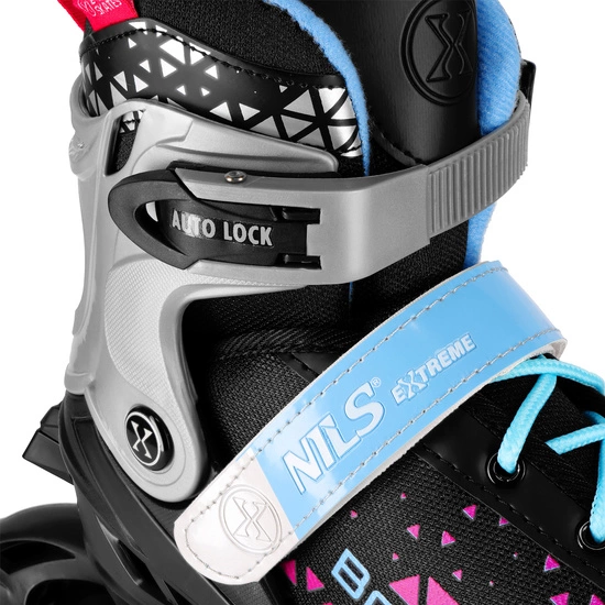 Łyżworolki dziecięce / młodzieżowe 4w1 BRAVE NILS EXTREME NH18190A czarno / różowo / niebieskie