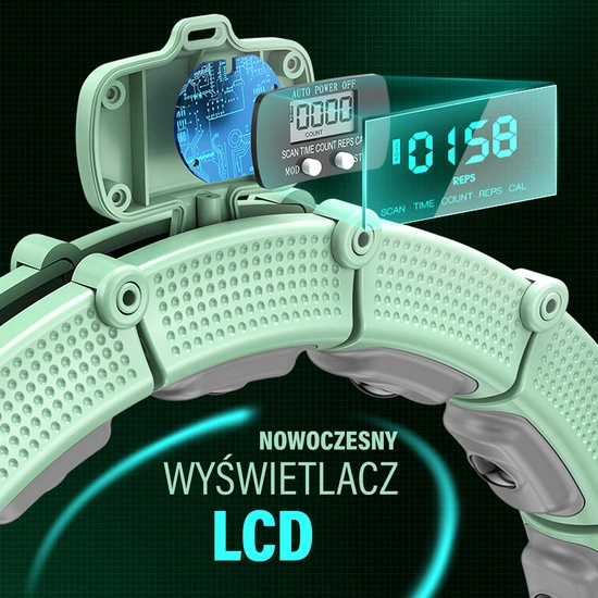 Hula hop z magnesami, obciążnikiem i licznikiem HMS HHM14 zielony