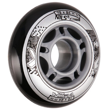 Zestaw kółek do rolek NILS EXTREME PU 72 x 24 czarne