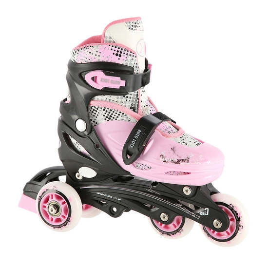 Łyżworolki dziecięce / młodzieżowe 4w1 NILS EXTREME NH18331 czarno / różowe