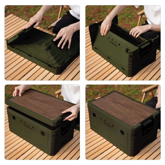 Składana skrzynia kempingowa z funkcją stołu NILS CAMP NCB4002 32L zielona